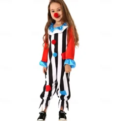 Joker Clown Halloween Outfits Costume Jumpsuit Circus Carnival Costume Cosplay Costume Kid's Boys' Girls' Halloween Carnival Mardi Gras Performance Party Easy Halloween Costumes Dress Up