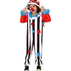 Joker Clown Halloween Outfits Costume Jumpsuit Circus Carnival Costume Cosplay Costume Kid's Boys' Girls' Halloween Carnival Mardi Gras Performance Party Easy Halloween Costumes Dress Up