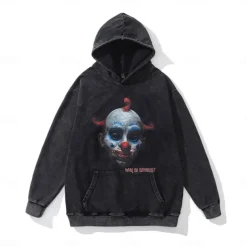 Joker: Folie à Deux Harley Quinn Joker Hoodie Oversized Acid Washed Tee Print Punk & Gothic Horror For Couple's Men's Women's Adults' Halloween Carnival Masquerade Hot Stamping Casual Daily