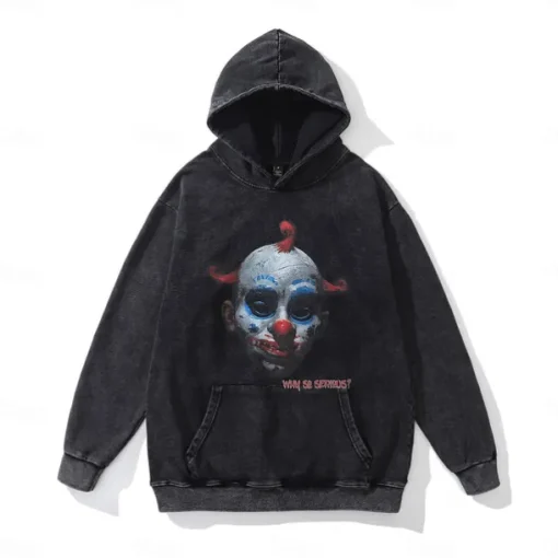 Joker: Folie à Deux Harley Quinn Joker Hoodie Oversized Acid Washed Tee Print Punk & Gothic Horror For Couple's Men's Women's Adults' Halloween Carnival Masquerade Hot Stamping Casual Daily