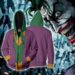 Joker Joker Outerwear Zip-Up Hoodie Anime 3D Front Pocket Graphic Kangaroo Pocket For Couple's Men's Women's Adults' Halloween Carnival Masquerade 3D Print Casual Daily