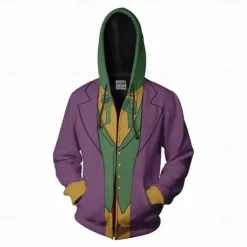 Joker Joker Outerwear Zip-Up Hoodie Anime 3D Front Pocket Graphic Kangaroo Pocket For Couple's Men's Women's Adults' Halloween Carnival Masquerade 3D Print Casual Daily