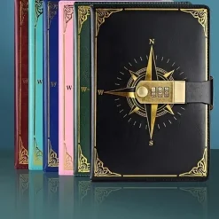 Journal With Lock PU Leather 200 Pages Retro Lock Journal Password Protection Notebook Journal For Men And Women Suitable For Secret Privacy