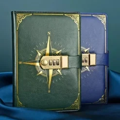 Journal With Lock PU Leather 200 Pages Retro Lock Journal Password Protection Notebook Journal For Men And Women Suitable For Secret Privacy