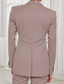 Jumpsuit / Pantsuit 3 Piece Pantsuit Mother of the Bride Tailored Blazer Set Elegant Vintage Simple V Neck Peak Lapel Floor Length Long Sleeve with Buttons