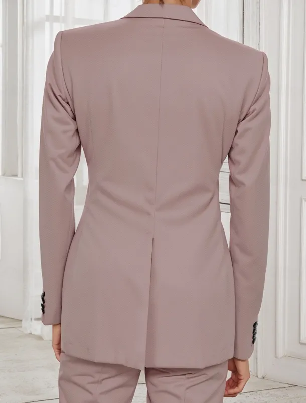 Jumpsuit / Pantsuit 3 Piece Pantsuit Mother of the Bride Tailored Blazer Set Elegant Vintage Simple V Neck Peak Lapel Floor Length Long Sleeve with Buttons