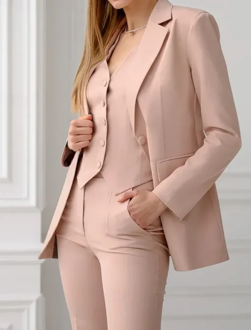 Jumpsuit / Pantsuit 3 Piece Pantsuit Mother of the Bride Tailored Jacket Blazer Elegant Vintage Simple Lapel Floor Length Crepe Stretch Fabric Long Sleeve with Buttons