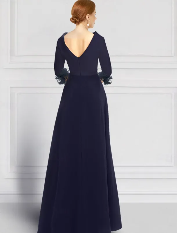 Jumpsuit / Pantsuit Mother of the Bride Elegant Party Scoop Neck Off Shoulder Ankle Length Stretch Fabric 3/4 Length Sleeve with Feather Sash / Ribbon