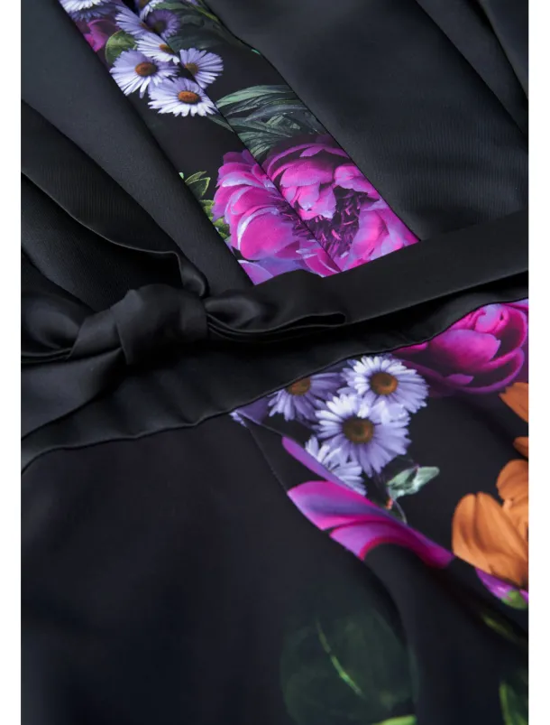 Jumpsuit / Pantsuit Mother of the Bride Floral Print Elegant Simple Minimalist One Shoulder Floor Length Satin Sleeveless with Sash / Ribbon Wedding Guest Dress