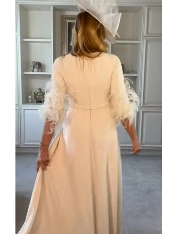 Jumpsuit Formal Wedding Mother of the Bride Elegant Vintage Floor Length Stretch Chiffon Half Sleeve with Race Day Dress