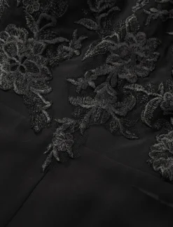 Jumpsuit Mother of the Bride Formal Wedding Guest Elegant Party Scoop Neck Ankle Length Chiffon Lace 3/4 Length Sleeve with Appliques