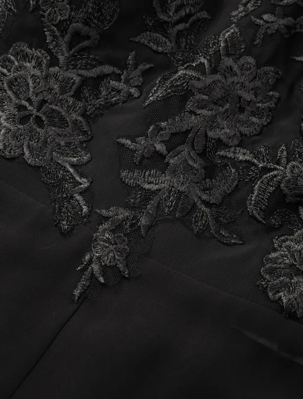 Jumpsuit Mother of the Bride Formal Wedding Guest Elegant Party Scoop Neck Ankle Length Chiffon Lace 3/4 Length Sleeve with Appliques