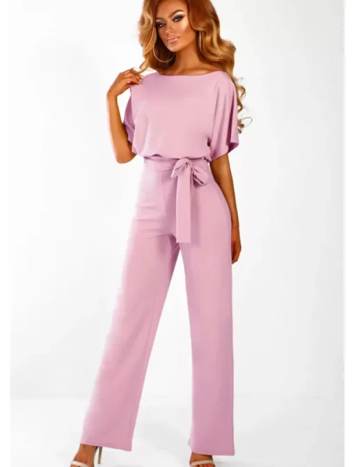 Jumpsuits Elegant Dress Wedding Guest Engagement Floor Length Short Sleeve Boat Neck with Strappy dress to impress