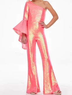 Jumpsuits Floor Length Flower Girl Dress Pageant & Performance Rainbow Unicorn Juniors Cute Prom Dress Sequined with Paillette Sparkle & Shine Disco Fit 3-16 Years dress to impress