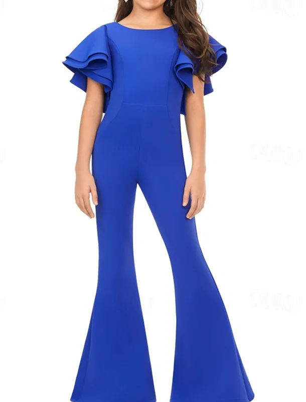 Jumpsuits Floor Length Flower Girl Dress Pageant & Performance Juniors Cute Prom Dress Chiffon with Solid Color Elegant Fit 3-16 Years dress to impress