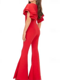 Jumpsuits Floor Length Flower Girl Dress Pageant & Performance Juniors Cute Prom Dress Chiffon with Solid Color Elegant Fit 3-16 Years dress to impress