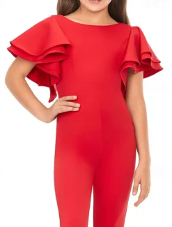 Jumpsuits Floor Length Flower Girl Dress Pageant & Performance Juniors Cute Prom Dress Chiffon with Solid Color Elegant Fit 3-16 Years dress to impress