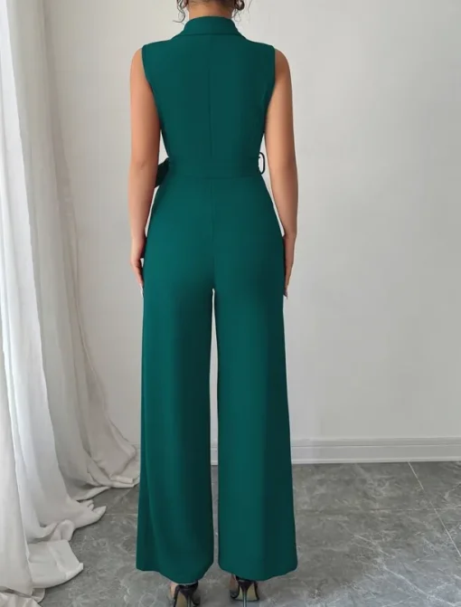 Jumpsuits Quinceanera Dresses Elegant Dress Wedding Wedding Guest Ankle Length Sleeveless V Neck Polyester with Buttons