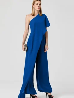 Jumpsuits Sexy Dress Formal Evening Floor Length Sleeveless One Shoulder Fall Wedding Guest Chiffon with Draping