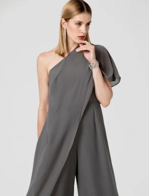 Jumpsuits Sexy Dress Formal Evening Floor Length Sleeveless One Shoulder Fall Wedding Guest Chiffon with Draping