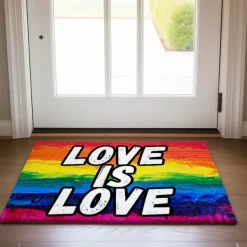 June Pride Month Gay Pride Month LGBTQ LGBT Rainbow Doormat Non-Slip Oil Proof Rug Indoor Outdoor Mat Bedroom Decor Bathroom Mat Entrance Rug