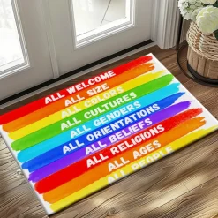 June Pride Month Gay Pride Month LGBTQ LGBT Rainbow Doormat Non-Slip Oil Proof Rug Indoor Outdoor Mat Bedroom Decor Bathroom Mat Entrance Rug