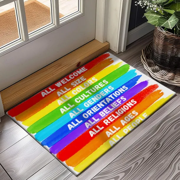 June Pride Month Gay Pride Month LGBTQ LGBT Rainbow Doormat Non-Slip Oil Proof Rug Indoor Outdoor Mat Bedroom Decor Bathroom Mat Entrance Rug