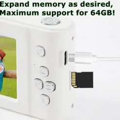 4K Digital Camera Point and Shoot Photography Travel Selfie Camara 2.4inch Screen Entry-Level Gift Compact Digicam Selfie Mini Retro Cam