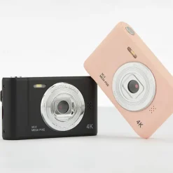 4K Digital Camera Point and Shoot Photography Travel Selfie Camara 2.4inch Screen Entry-Level Gift Compact Digicam Selfie Mini Retro Cam