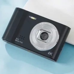 4K Digital Camera Point and Shoot Photography Travel Selfie Camara 2.4inch Screen Entry-Level Gift Compact Digicam Selfie Mini Retro Cam