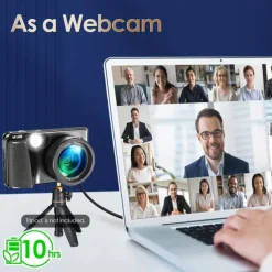 4K Digital Camera with 48MP Video Auto-Focus Anti-Shake 3 TPS Screen Flash 18X Zoom - Portable Travel Camcorder with 32GB Card