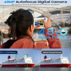 4K Digital Camera with 16x Digital Zoom Dual-Lens Autofocus Point and Shoot Camera Compact Camera for Travel