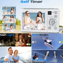 4K Digital Camera with 16x Digital Zoom Dual-Lens Autofocus Point and Shoot Camera Compact Camera for Travel