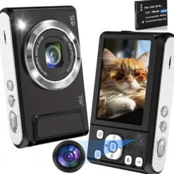 4K Digital Camera with 16x Digital Zoom Dual-Lens Autofocus Point and Shoot Camera Compact Camera for Travel