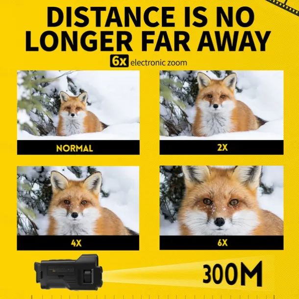 4K Digital Night Vision 300M Full-Dark Viewing Day Night Use 6X Zoom Support 36MP Resolution Photo Taking 4K Video Recording
