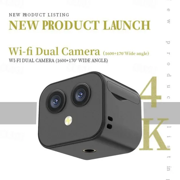 4K Dual-Lens WiFi Mini Camera - Indoor Smart Home Security Camera with Infrared Night Vision, Motion Detection, HD Video Recorder