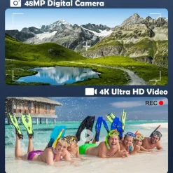 4K HD Digital Camera Retro Non-Slip Grip 1500mAH Lithium Battery Timer Shooting Portable ABS Material for Beginners Family & Travel Audio Alarm USB/Battery Powered