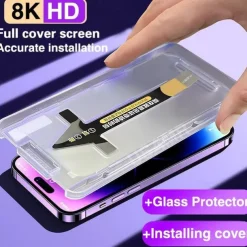 8K High End Tempered Glass For IPhone 15 14 13 12 11 Pro Max XS MAX X XR Screen Protector With Alignment Mounting Cover