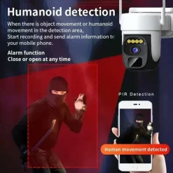 2K Pan Tilt 360 Solar-Powered Outdoor Wireless Security Camera with 3MP Color Night Vision 2-Way Talk Motion Detection IP66 Waterproof