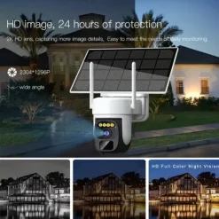 2K Pan Tilt 360 Solar-Powered Outdoor Wireless Security Camera with 3MP Color Night Vision 2-Way Talk Motion Detection IP66 Waterproof