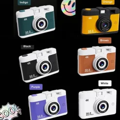 4K Retro Digital Camera Vlogging Camera WiFi with 2.4 LCD HD Screen 1080P 16X Compact Digital Zoom Camera Wide Angle Point and Shoot Camera