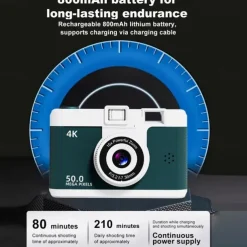 4K Retro Digital Camera Vlogging Camera WiFi with 2.4 LCD HD Screen 1080P 16X Compact Digital Zoom Camera Wide Angle Point and Shoot Camera