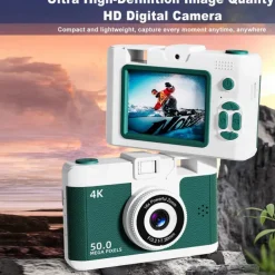4K Retro Digital Camera Vlogging Camera WiFi with 2.4 LCD HD Screen 1080P 16X Compact Digital Zoom Camera Wide Angle Point and Shoot Camera
