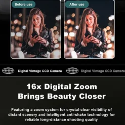 4K Retro Digital Camera Vlogging Camera WiFi with 2.4 LCD HD Screen 1080P 16X Compact Digital Zoom Camera Wide Angle Point and Shoot Camera