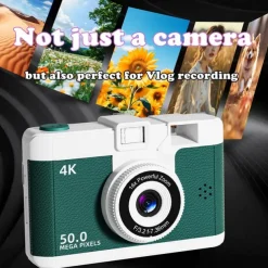 4K Retro Digital Camera Vlogging Camera WiFi with 2.4 LCD HD Screen 1080P 16X Compact Digital Zoom Camera Wide Angle Point and Shoot Camera