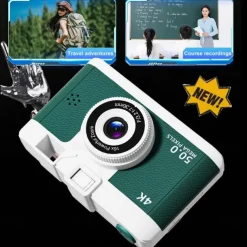 4K Retro Digital Camera Vlogging Camera WiFi with 2.4 LCD HD Screen 1080P 16X Compact Digital Zoom Camera Wide Angle Point and Shoot Camera