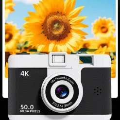 4K Retro Digital Camera Vlogging Camera WiFi with 2.4 LCD HD Screen 1080P 16X Compact Digital Zoom Camera Wide Angle Point and Shoot Camera