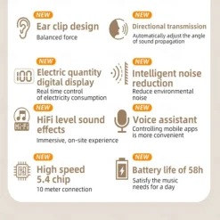 K20 True Wireless Headphones TWS Earbuds Ear Clip Bluetooth 5.3 Sports Stereo Fast Charging for Apple Samsung Huawei Xiaomi MI Yoga Fitness Gym Workout Mobile Phone