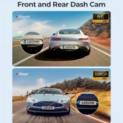 4K Ultra HD 3-Channel Car Recorder 2K1080P1080P inside front and rear 3.19-inch IPS screen Super Night Vision Built-in 5G WiFi and GPS Rear Camera Mirror Flip Function 24-Hour Parking Mode