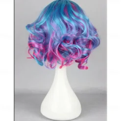 Kadiya Cosplay Wig Short Curly Colorful Lolita Zipper Cosplay Party Hair Halloween Wigs